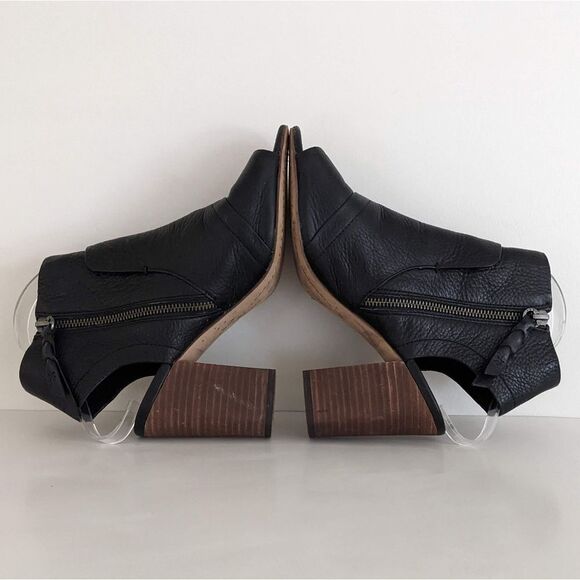 Splendid Darlene ll Black Leather Peep Toe Block Heel Sandals 9 - Picture 9 of 12